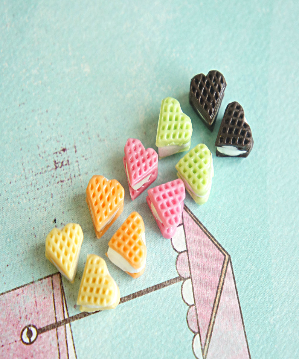 Heart Waffle Stud Earrings - Jillicious charms and accessories