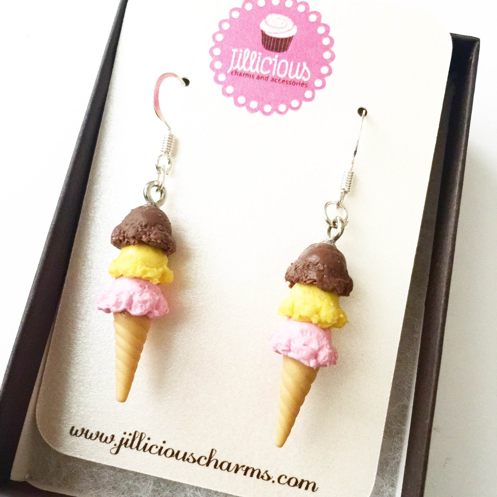 Neapolitan Ice Cream Dangle Earrings - Jillicious charms and accessories