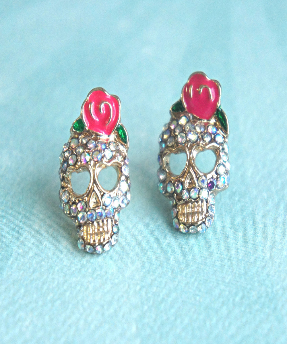 Sugar Skull Stud Earrings - Jillicious charms and accessories