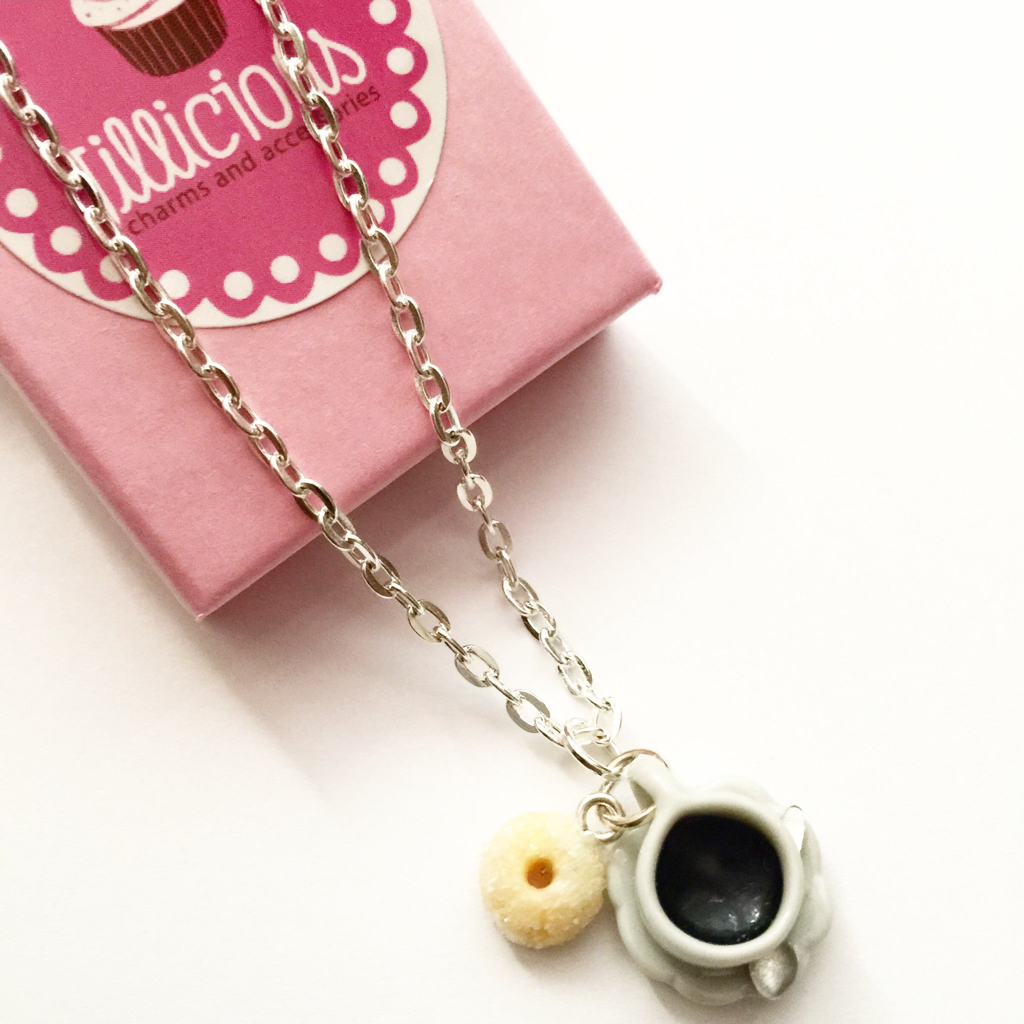 Sugar Donut and Coffee Necklace - Jillicious charms and accessories