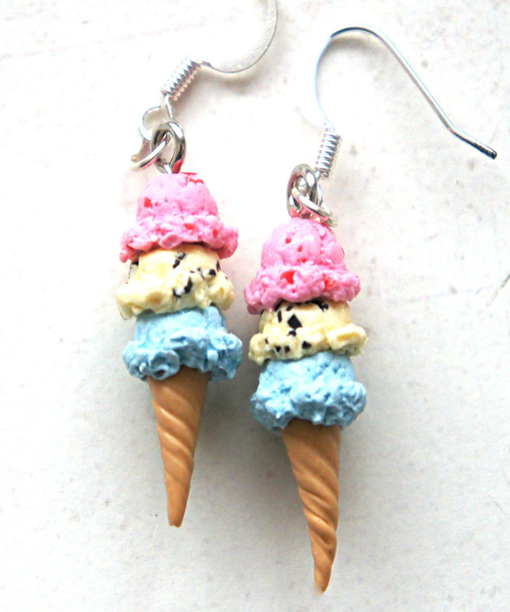 Spring Inspired Triple Scoop Ice Cream Dangle Earrings - Jillicious charms and accessories