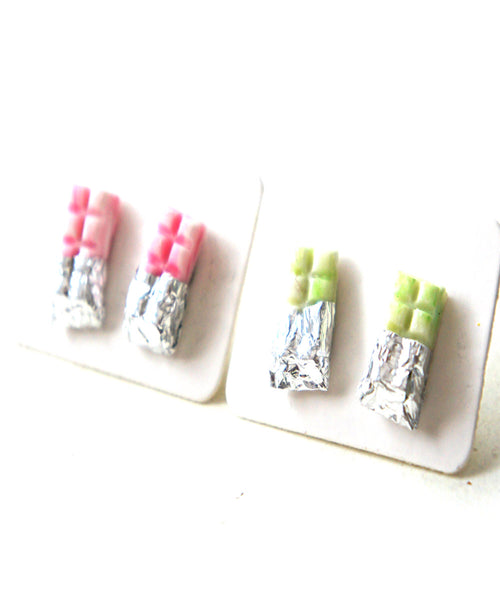 White Chocolate Bar Stud Earrings - Jillicious charms and accessories