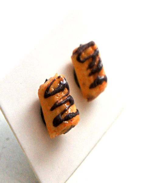 Chocolate Croissant Stud Earrings - Jillicious charms and accessories