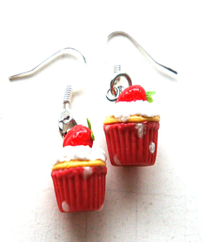 Strawberry Cupcakes Dangle Earrings - Jillicious charms and accessories