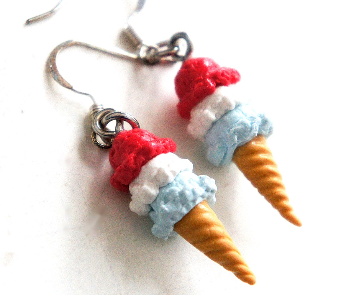 Red, White and Blue Ice Cream Dangle Earrings - Jillicious charms and accessories