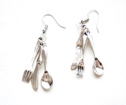 Dinner Utensils Dangle Earrings - Jillicious charms and accessories