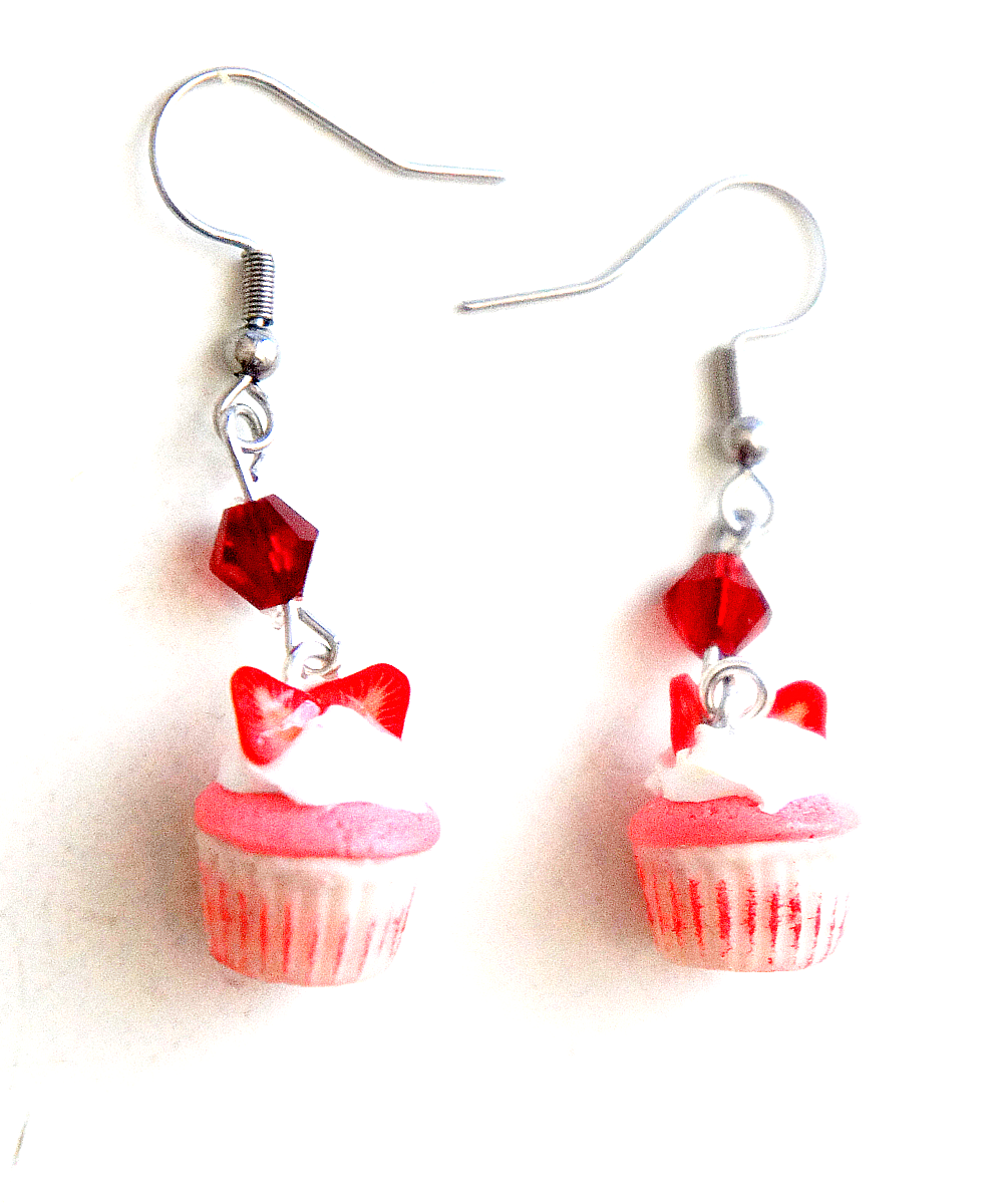 Red Velvet Cupcakes Dangle Earrings - Jillicious charms and accessories