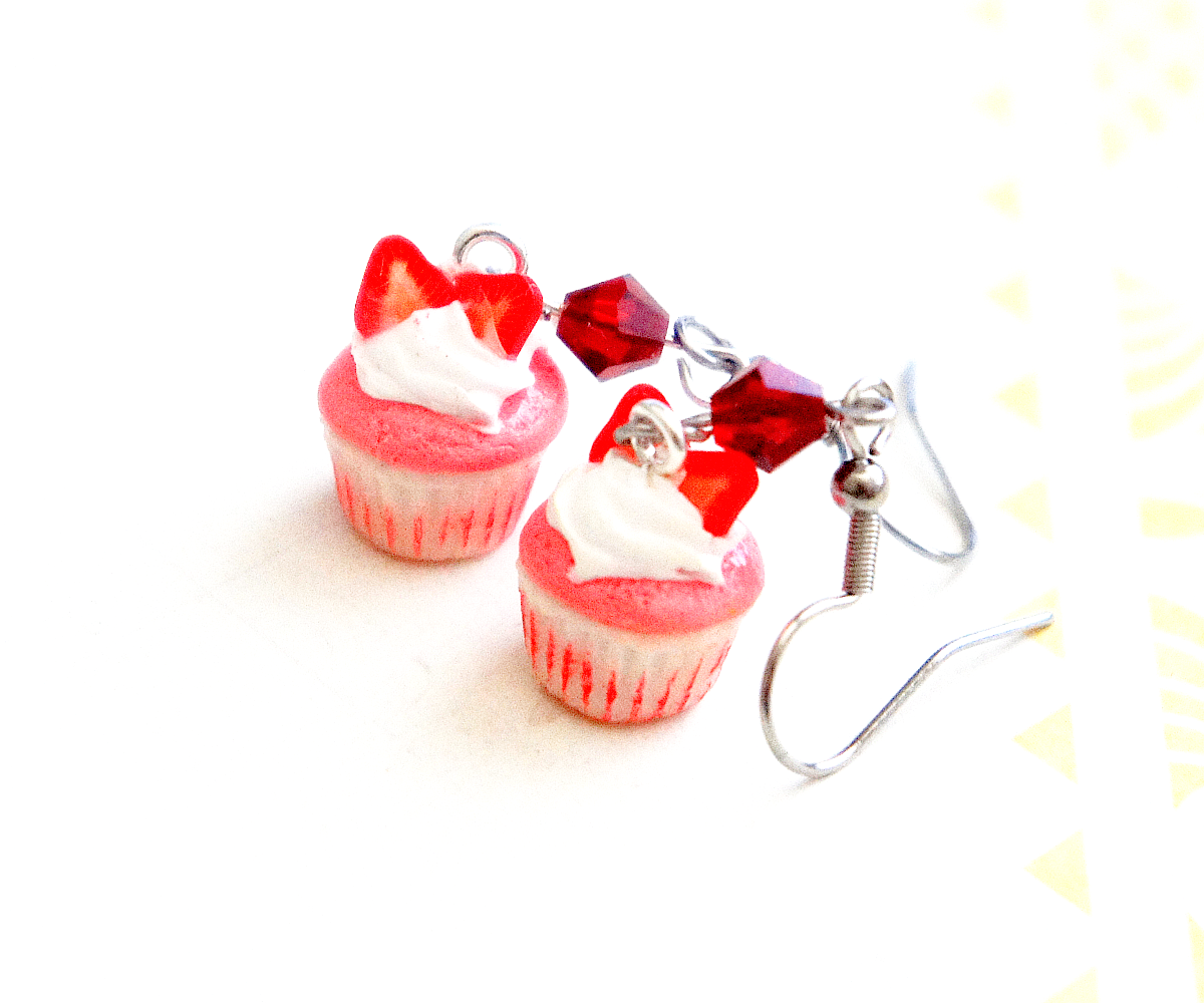 Red Velvet Cupcakes Dangle Earrings - Jillicious charms and accessories