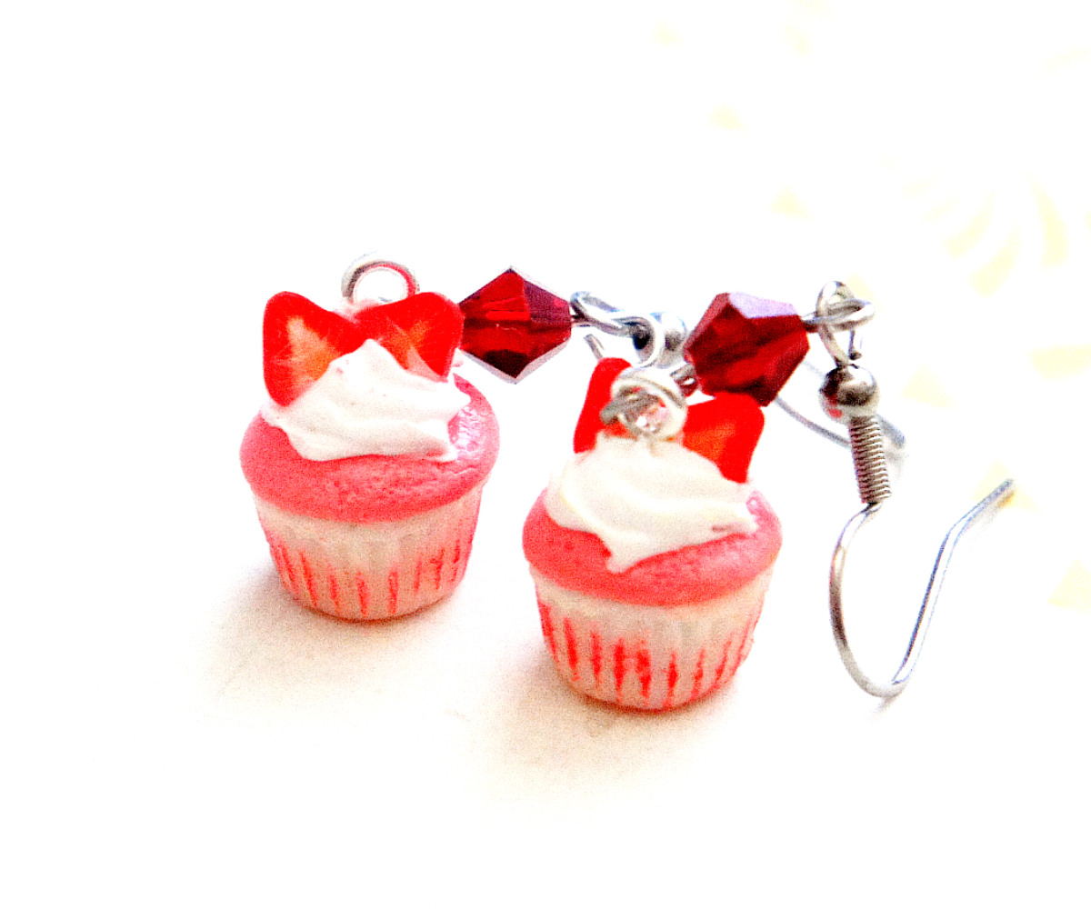 Red Velvet Cupcakes Dangle Earrings - Jillicious charms and accessories