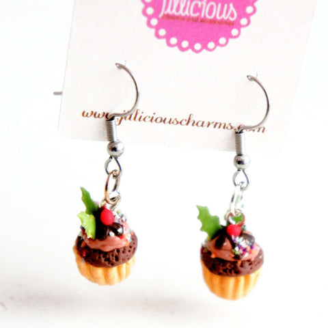 Christmas Cupcake Dangle Earrings - Jillicious charms and accessories