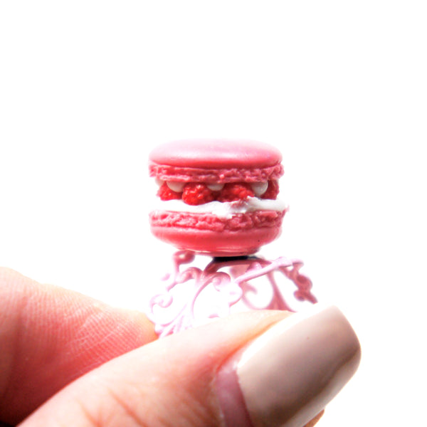 Raspberries and Cream French Macaron Ring - Jillicious charms and accessories
