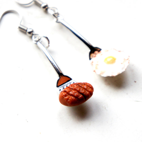 Steak and Egg Dangle Earrings - Jillicious charms and accessories