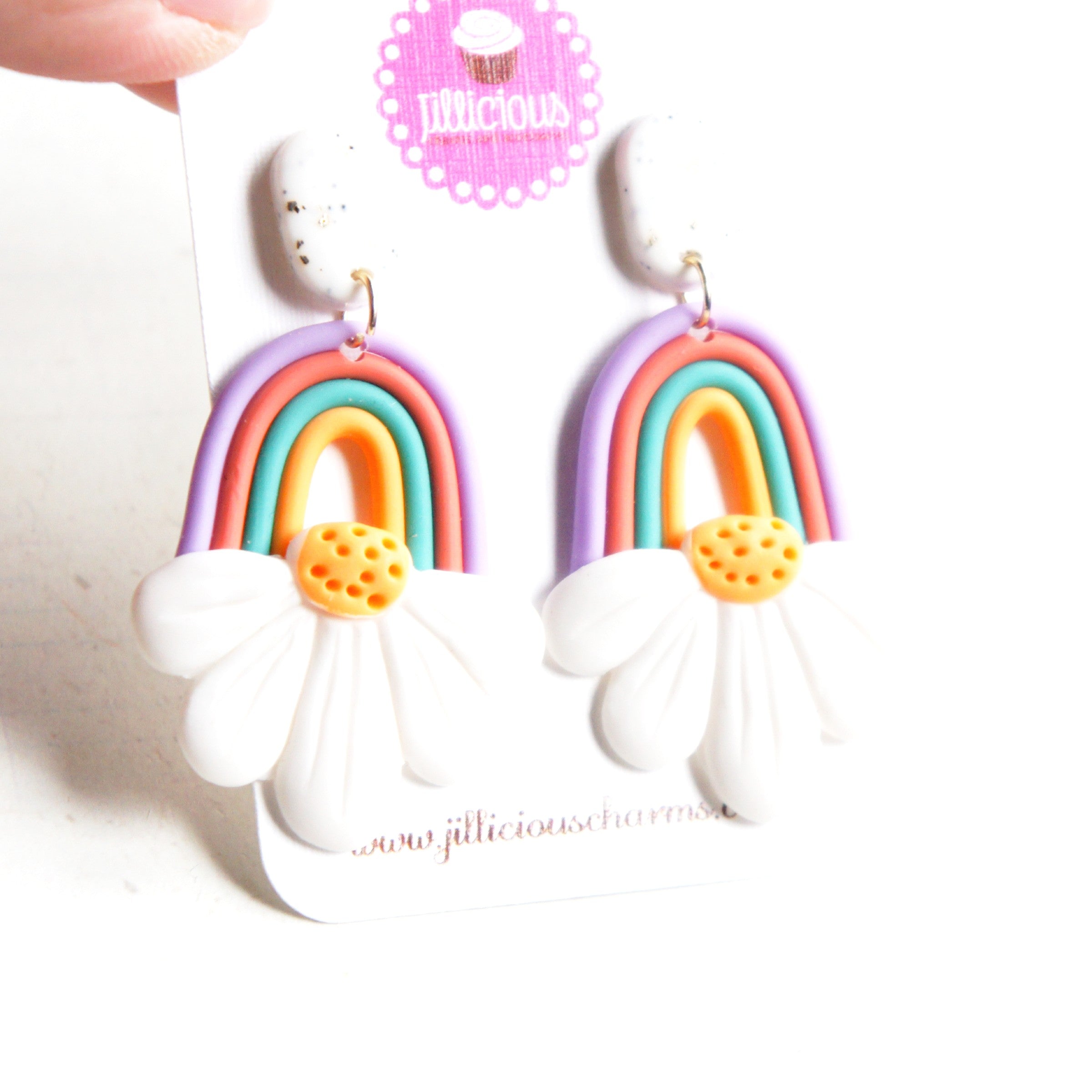 Rainbow Flower Dangle Earrings - Jillicious charms and accessories