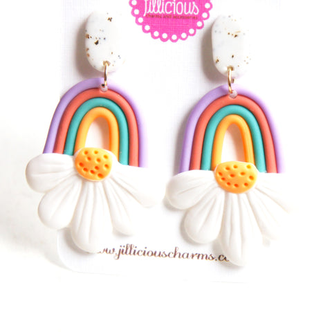 Rainbow Flower Dangle Earrings - Jillicious charms and accessories