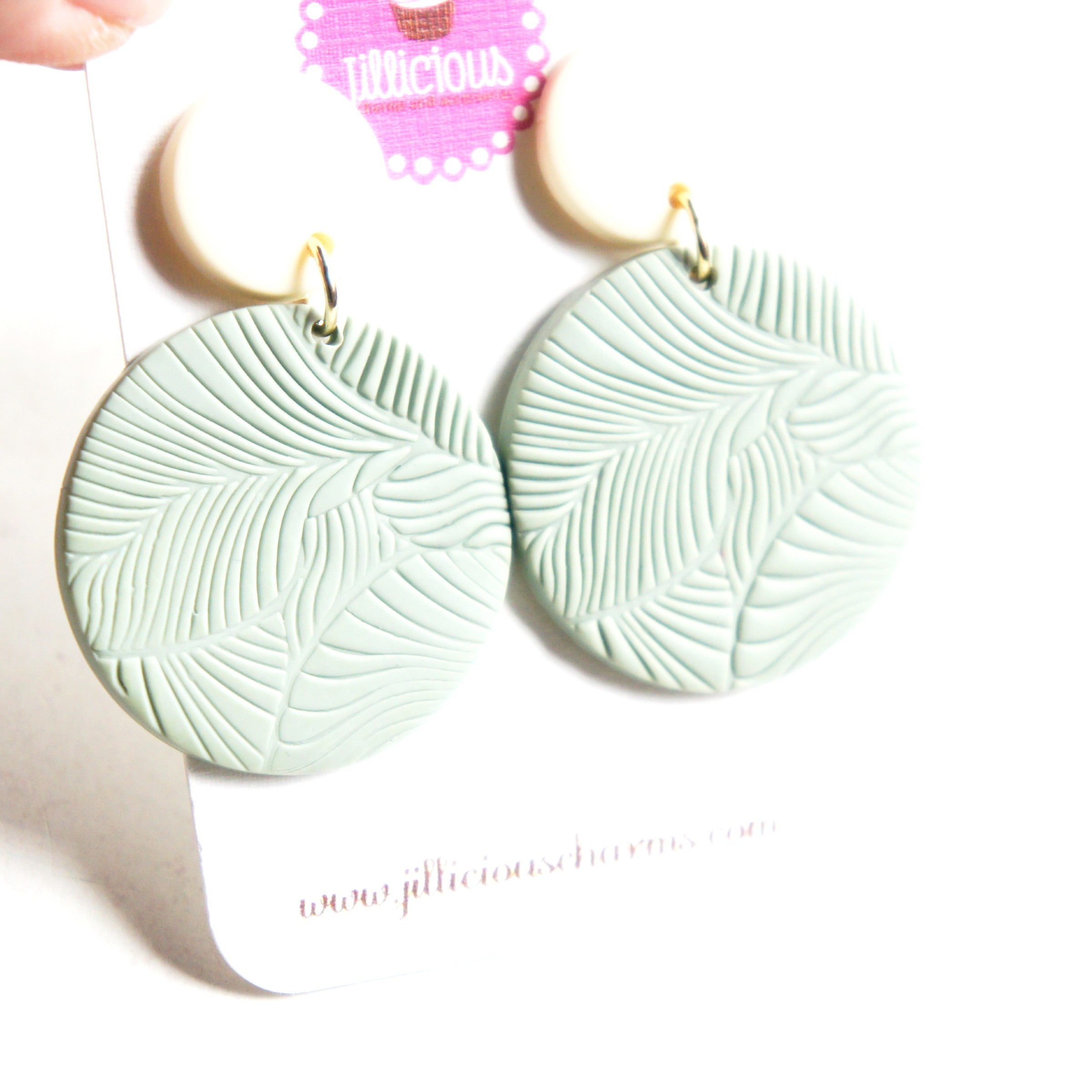 Leaf Print Clay Dangle Earrings - Jillicious charms and accessories