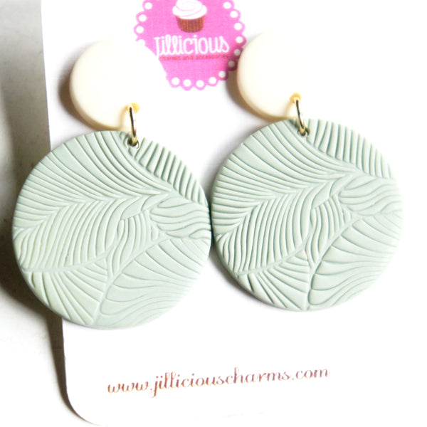 Leaf Print Clay Dangle Earrings - Jillicious charms and accessories