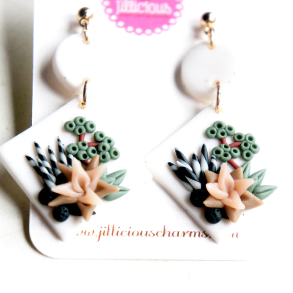 Succulent Bouquet Dangle Earrings - Jillicious charms and accessories