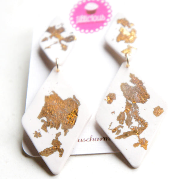 Gold Flakes Diamond Clay Earrings - Jillicious charms and accessories