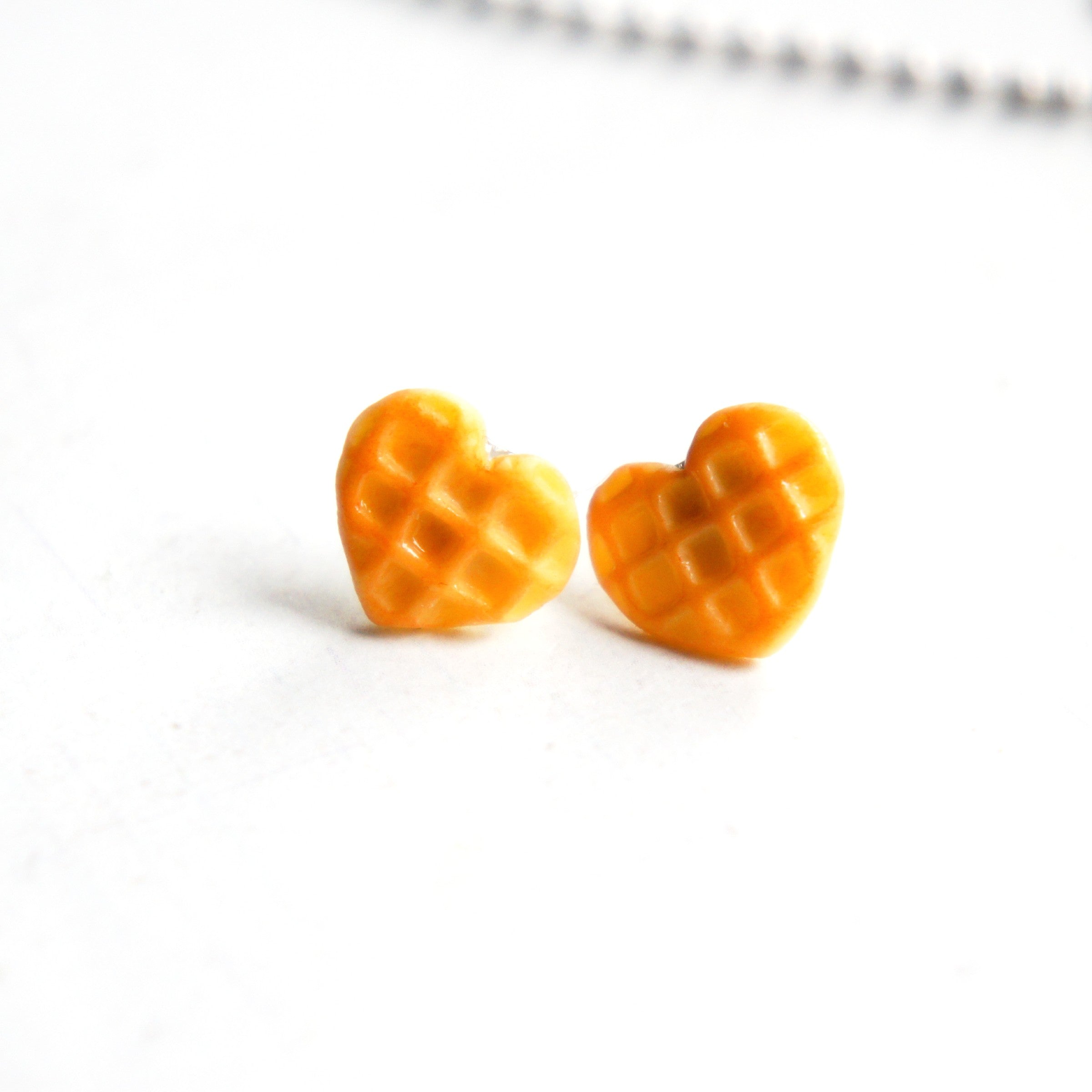 Heart Belgian Waffles Stud Earrings - Jillicious charms and accessories