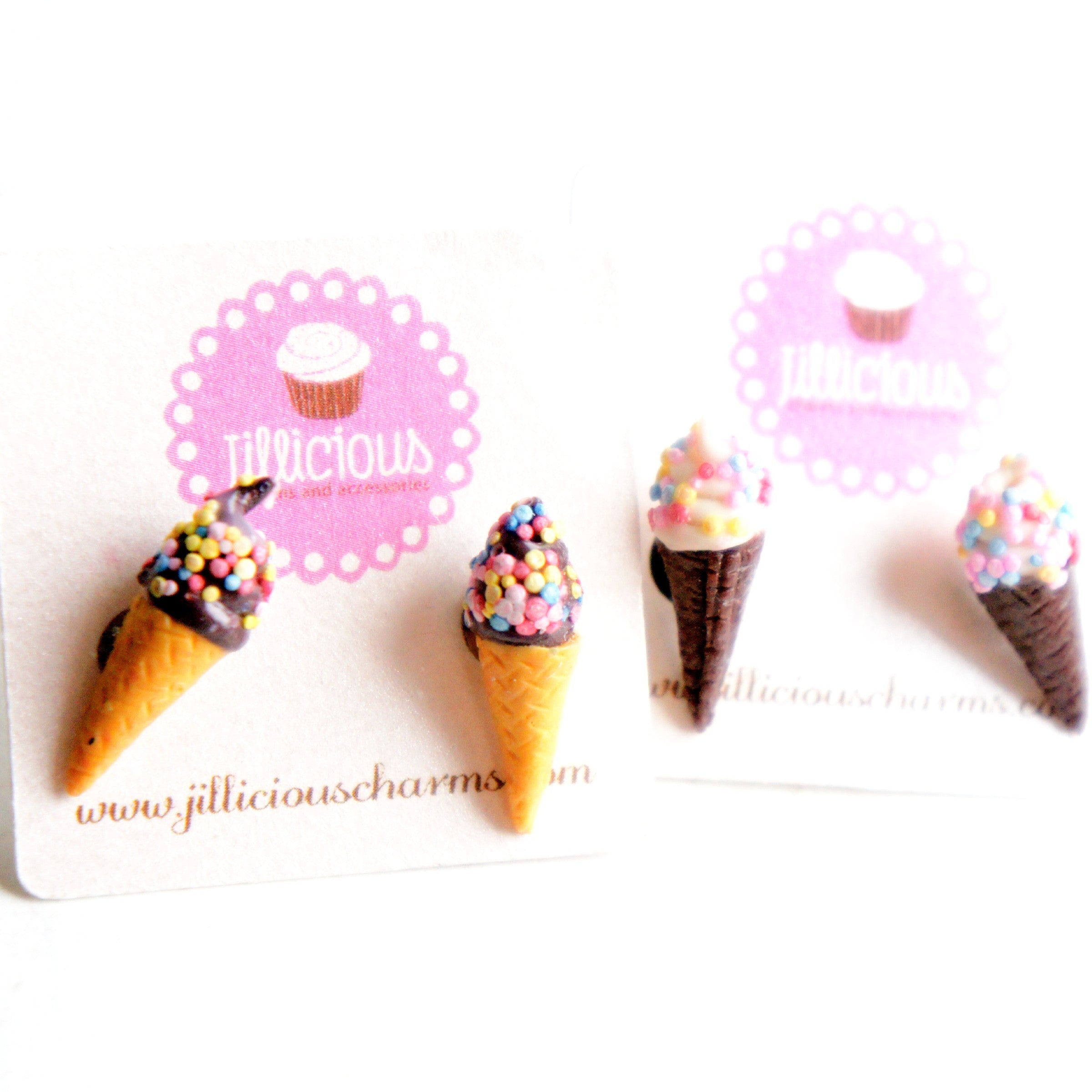 Sprinkles Ice Cream Cone Stud Earrings - Jillicious charms and accessories