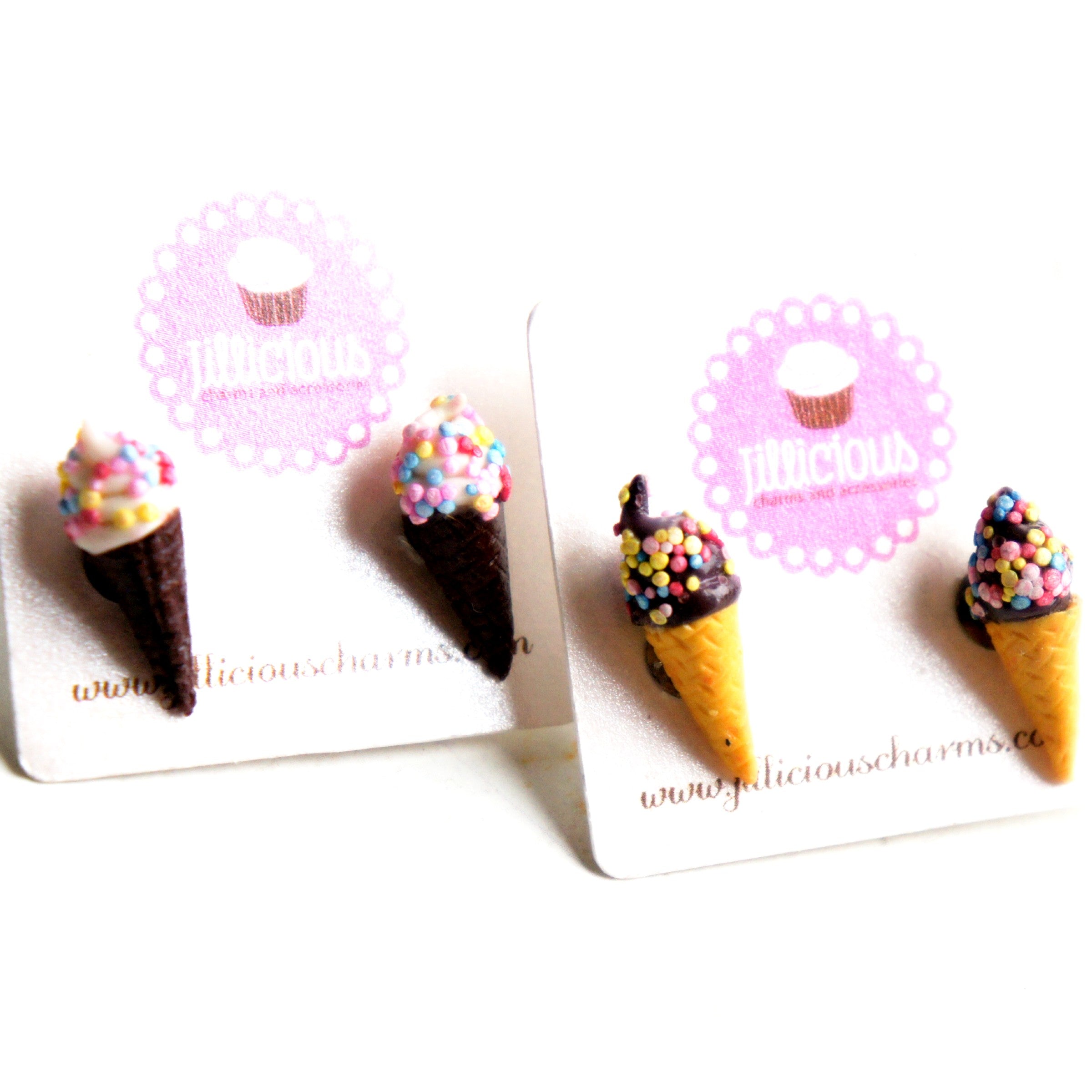 Sprinkles Ice Cream Cone Stud Earrings - Jillicious charms and accessories