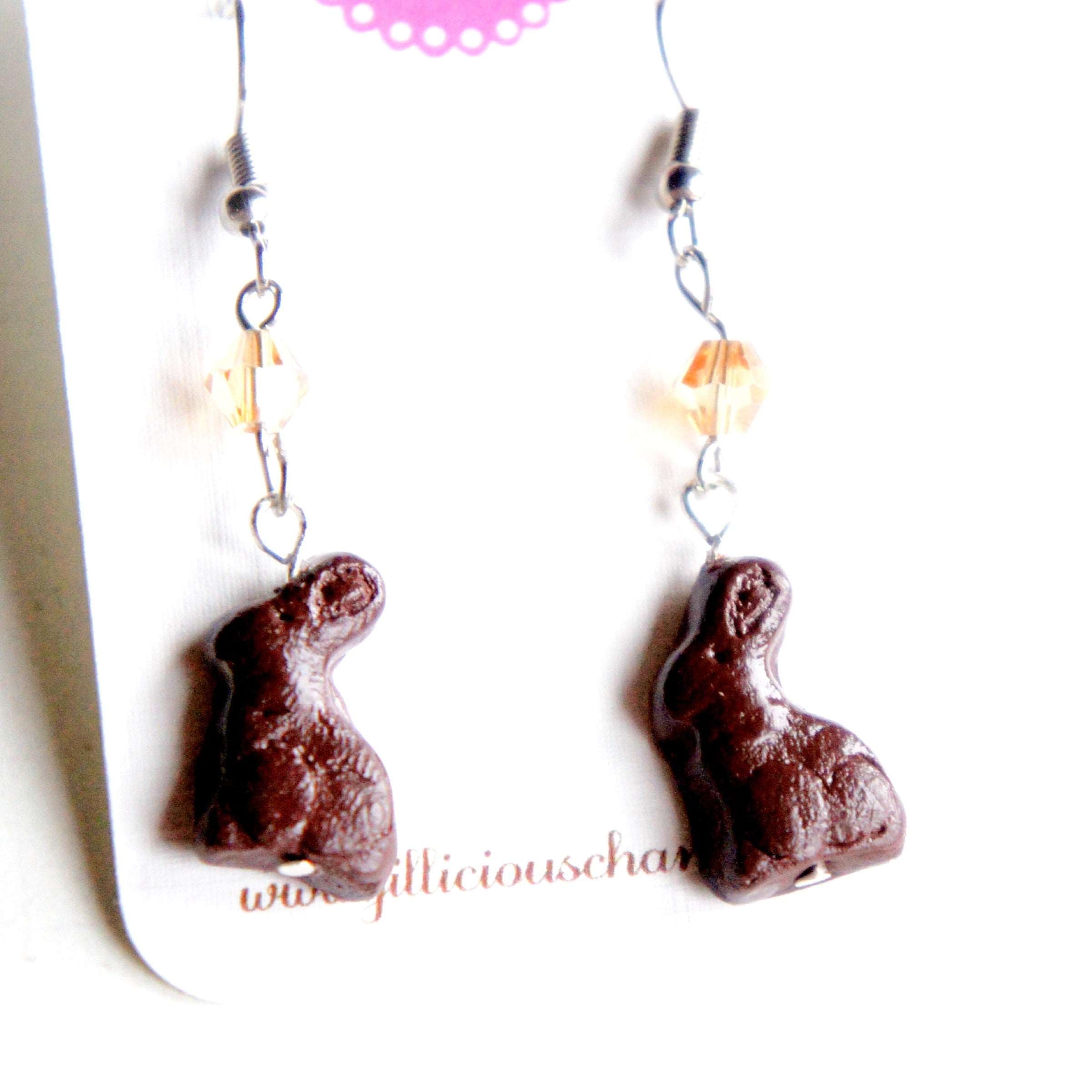 Chocolate Bunny Dangle Earrings - Jillicious charms and accessories