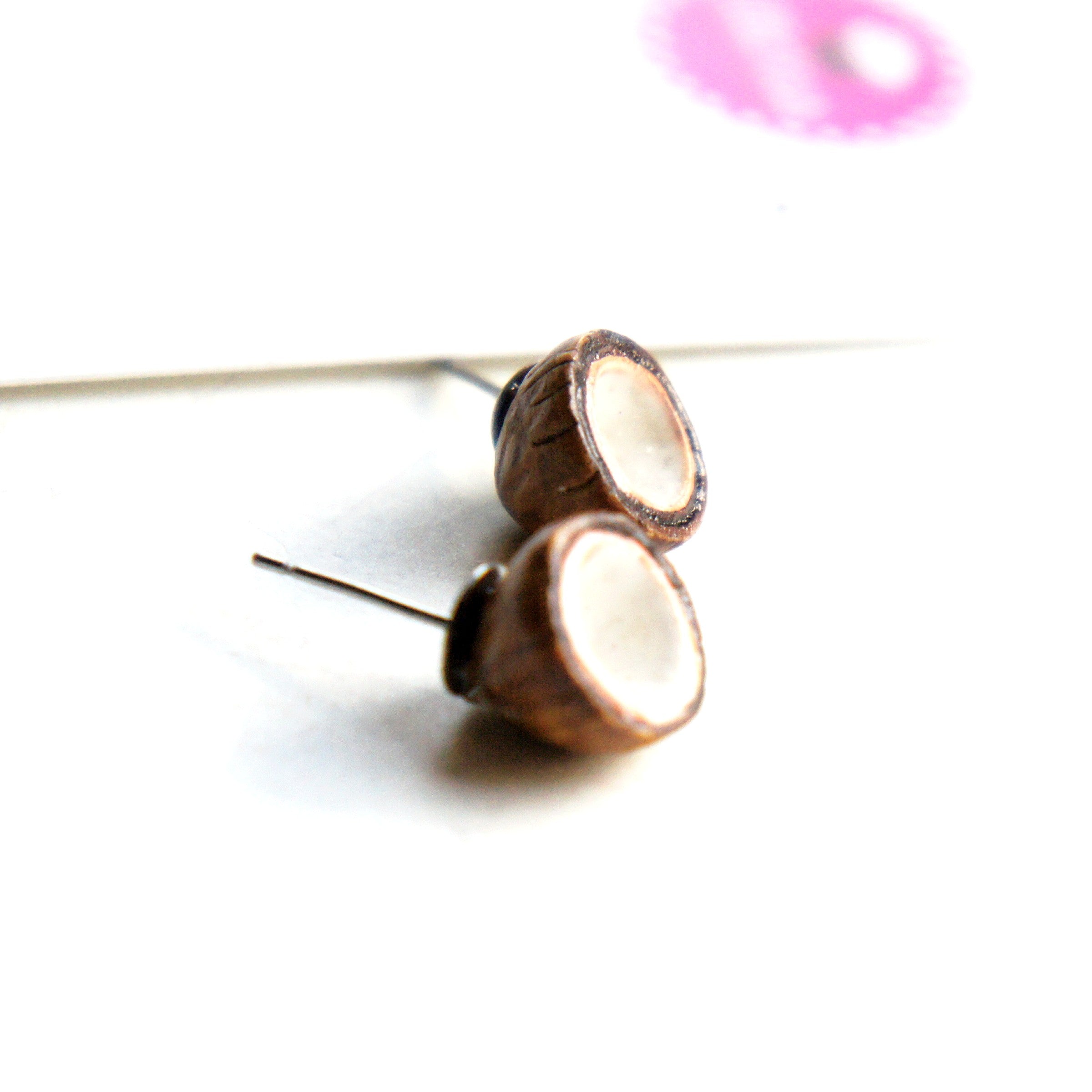 Coconut Stud Earrings - Jillicious charms and accessories
