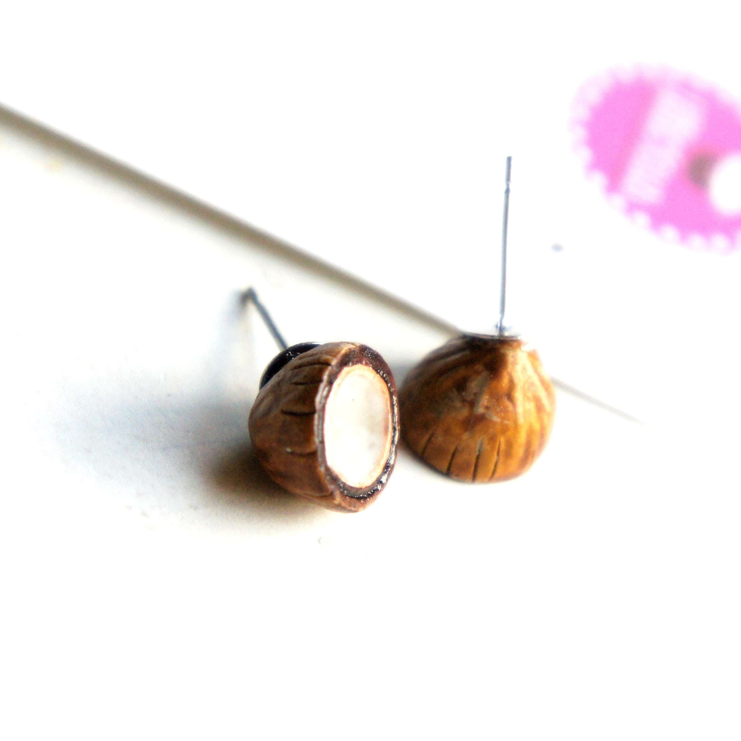 Coconut Stud Earrings - Jillicious charms and accessories