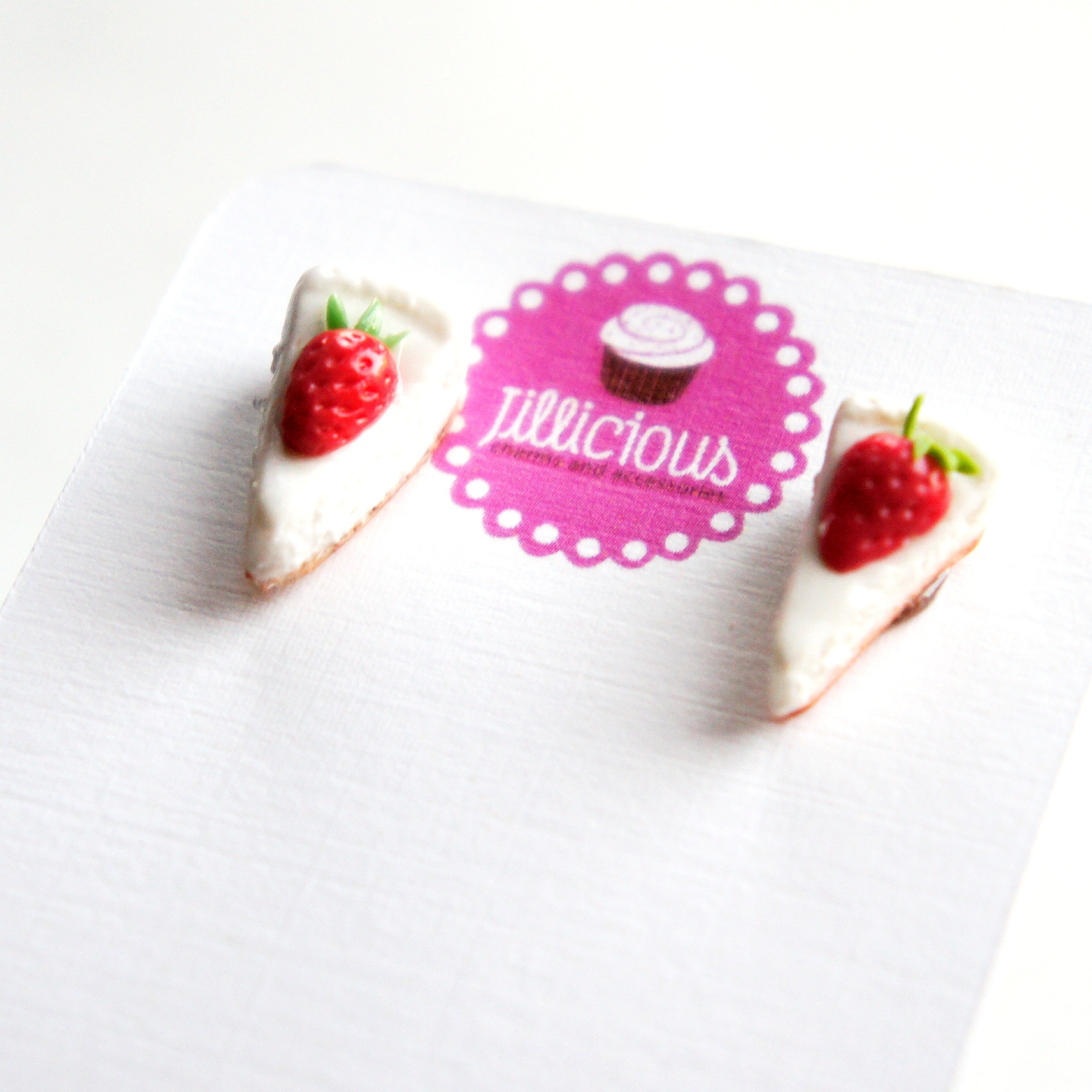 Strawberry Cheesecake Stud Earrings - Jillicious charms and accessories