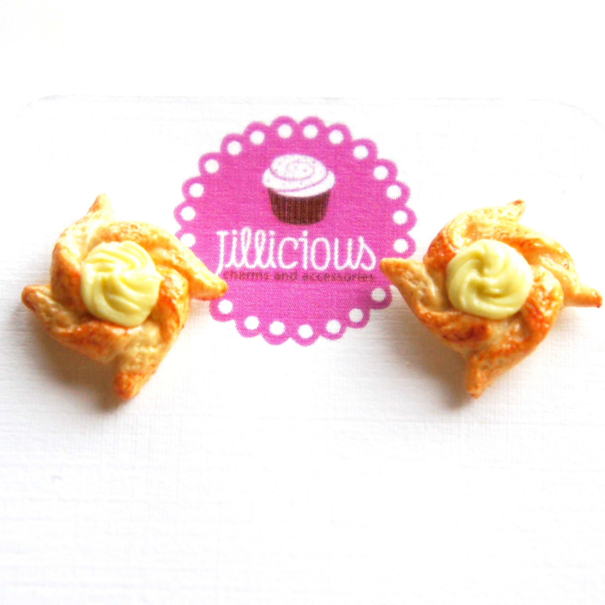 Custard Pinwheel Pastry Earrings - Jillicious charms and accessories