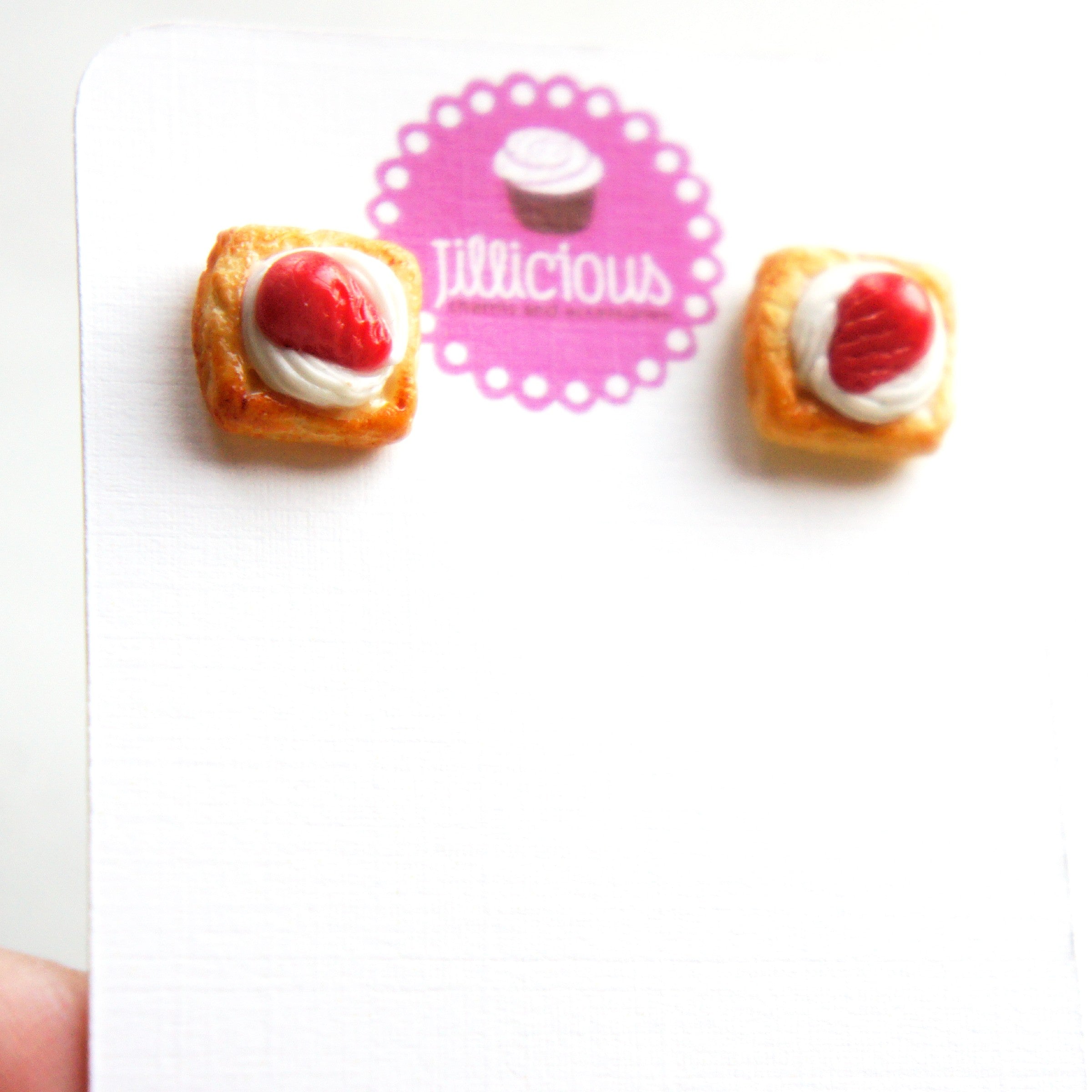 Strawberries and Cream Pastry Stud Earrings - Jillicious charms and accessories