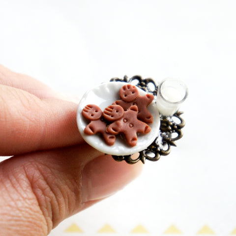 Gingerbread Cookies and Milk Ring - Jillicious charms and accessories