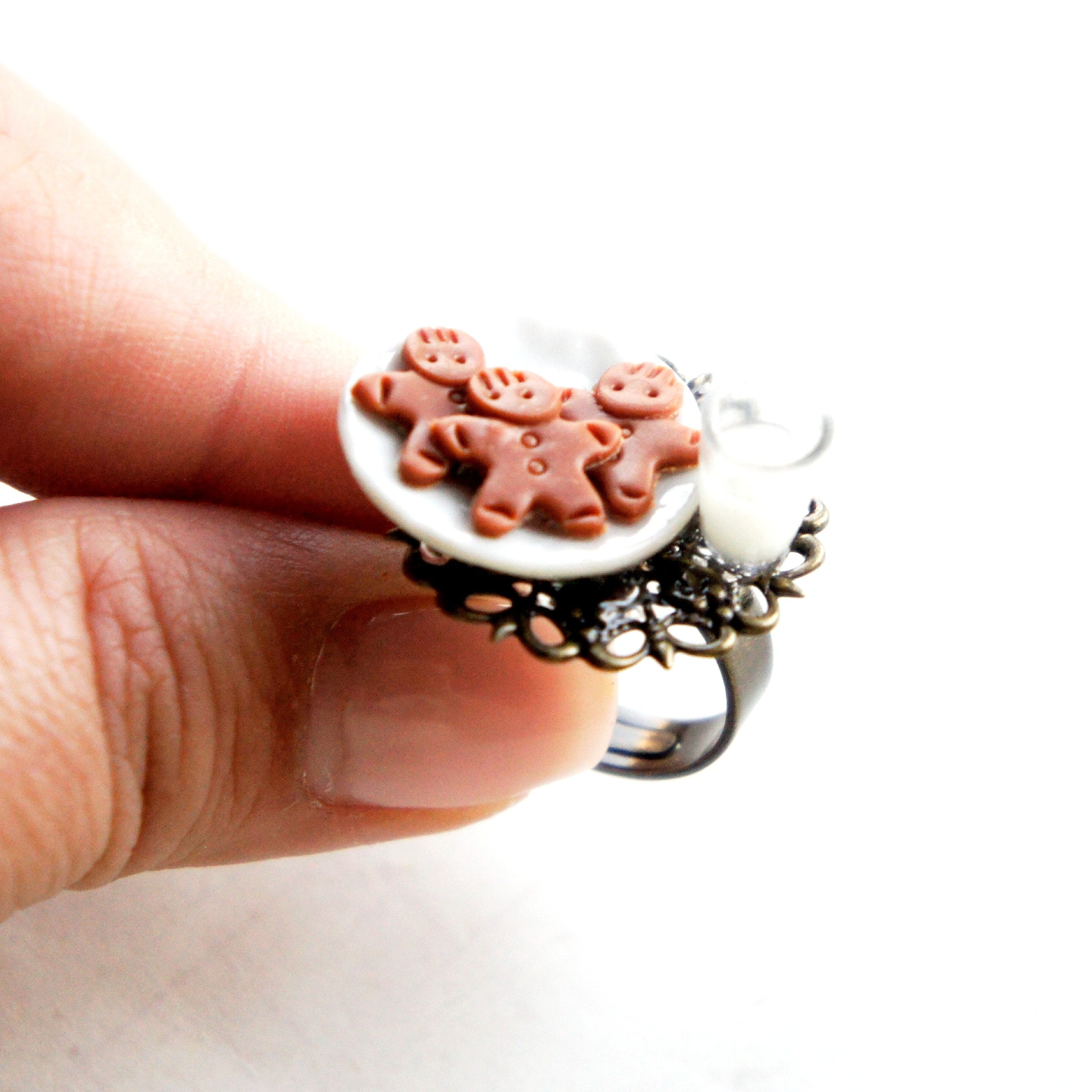 Gingerbread Cookies and Milk Ring - Jillicious charms and accessories