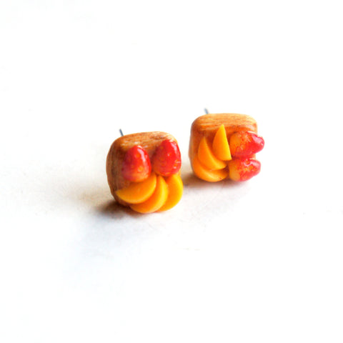 Strawberry Peach Puff Stud Earrings - Jillicious charms and accessories