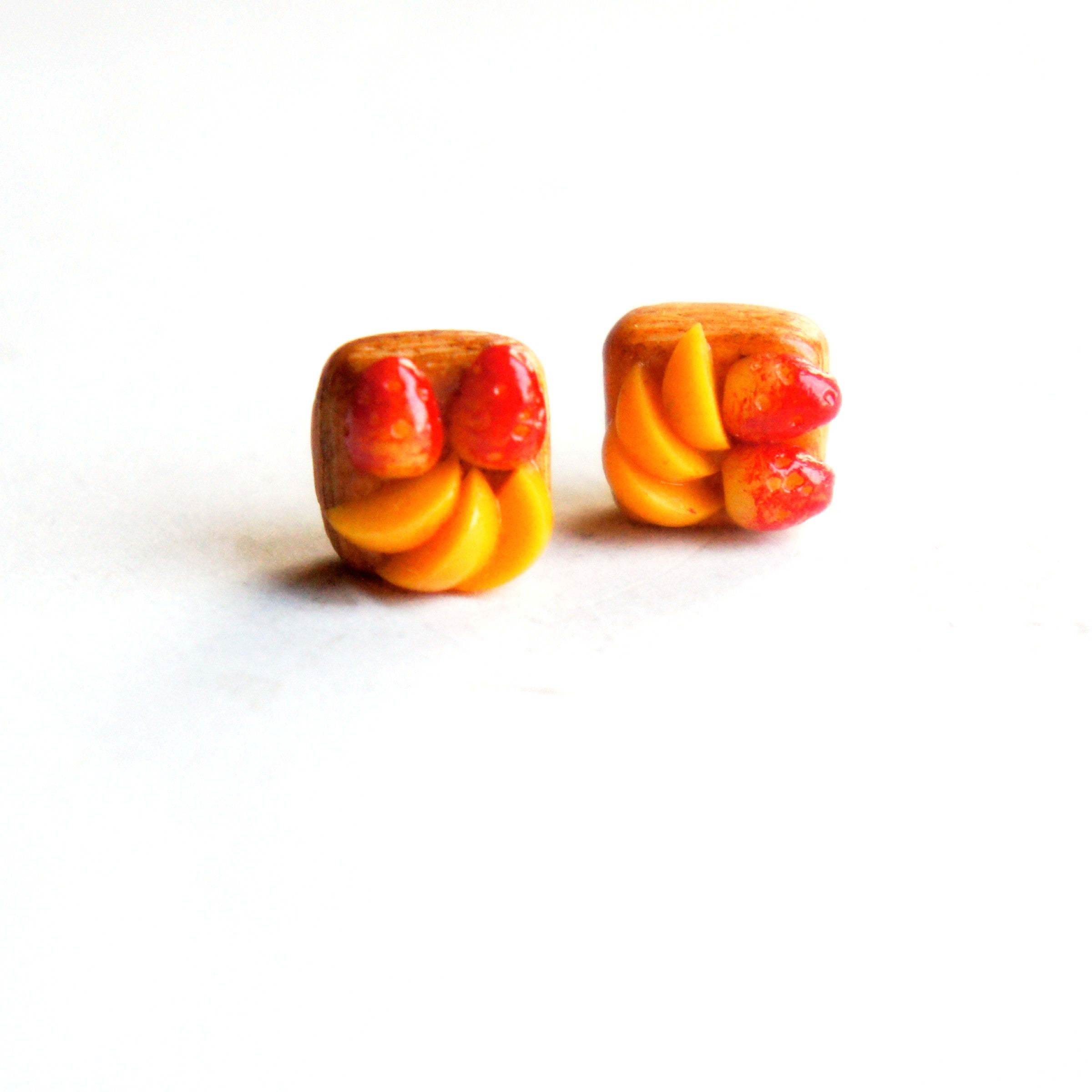 Strawberry Peach Puff Stud Earrings - Jillicious charms and accessories