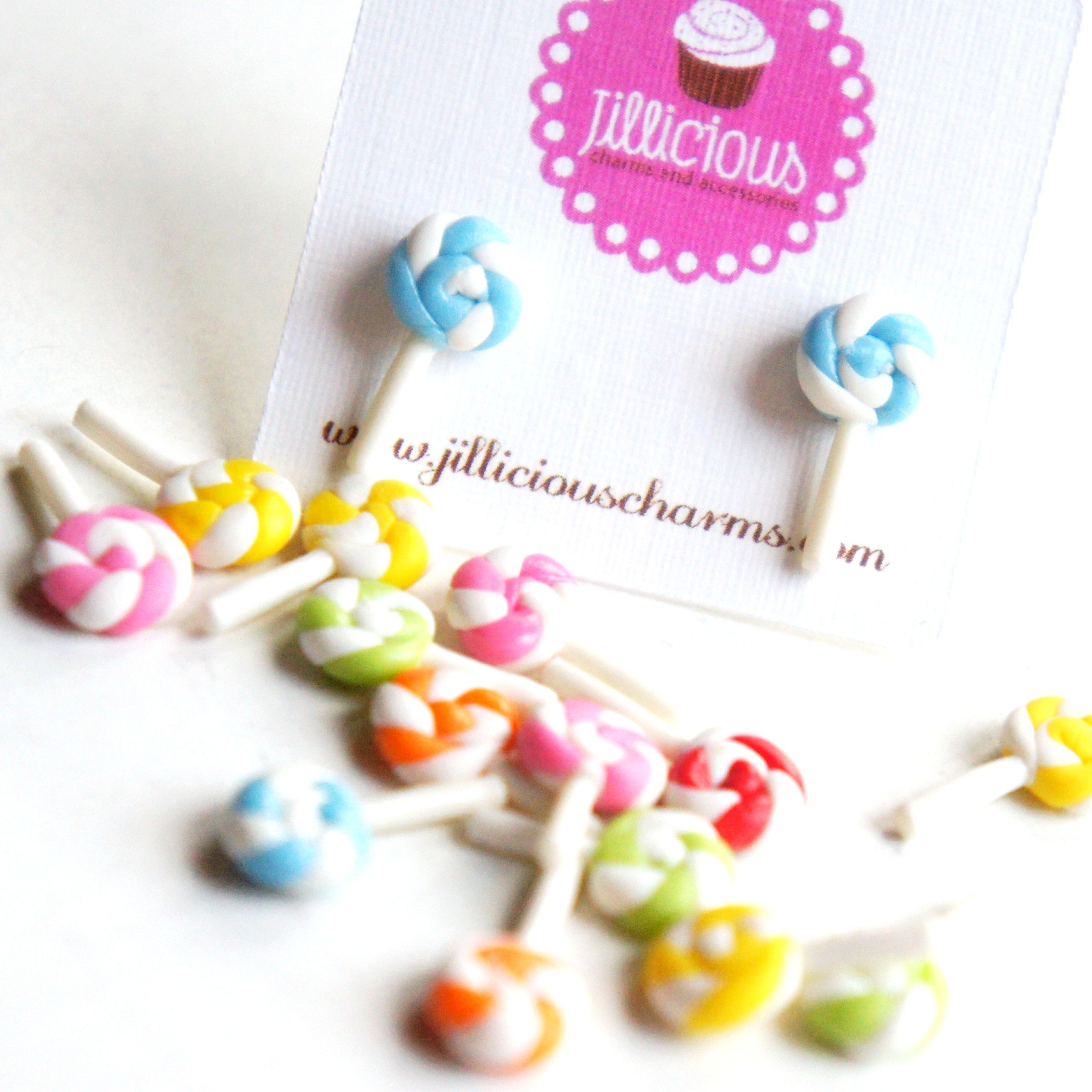 Lollipop Swirl Stud Earrings - Jillicious charms and accessories