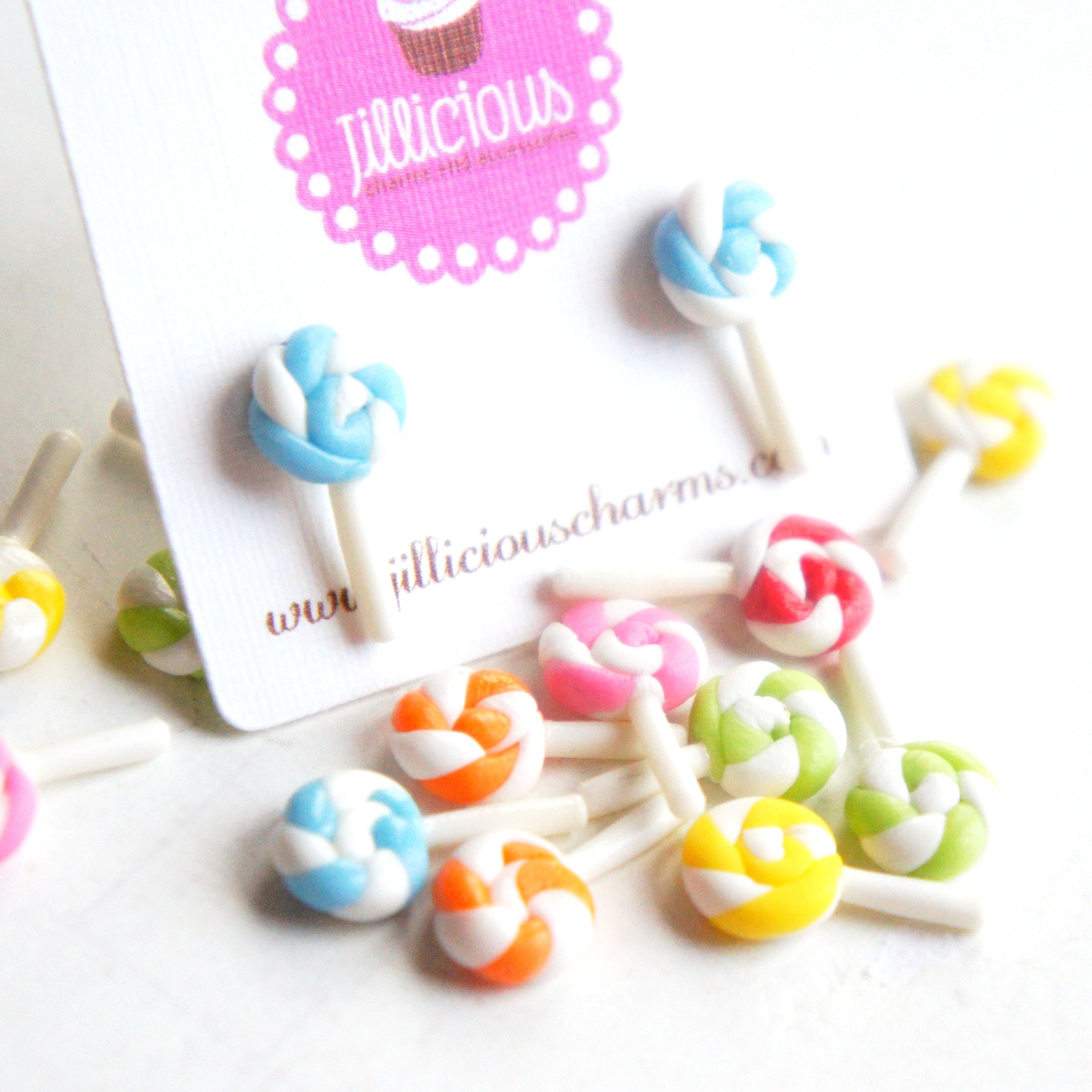 Lollipop Swirl Stud Earrings - Jillicious charms and accessories