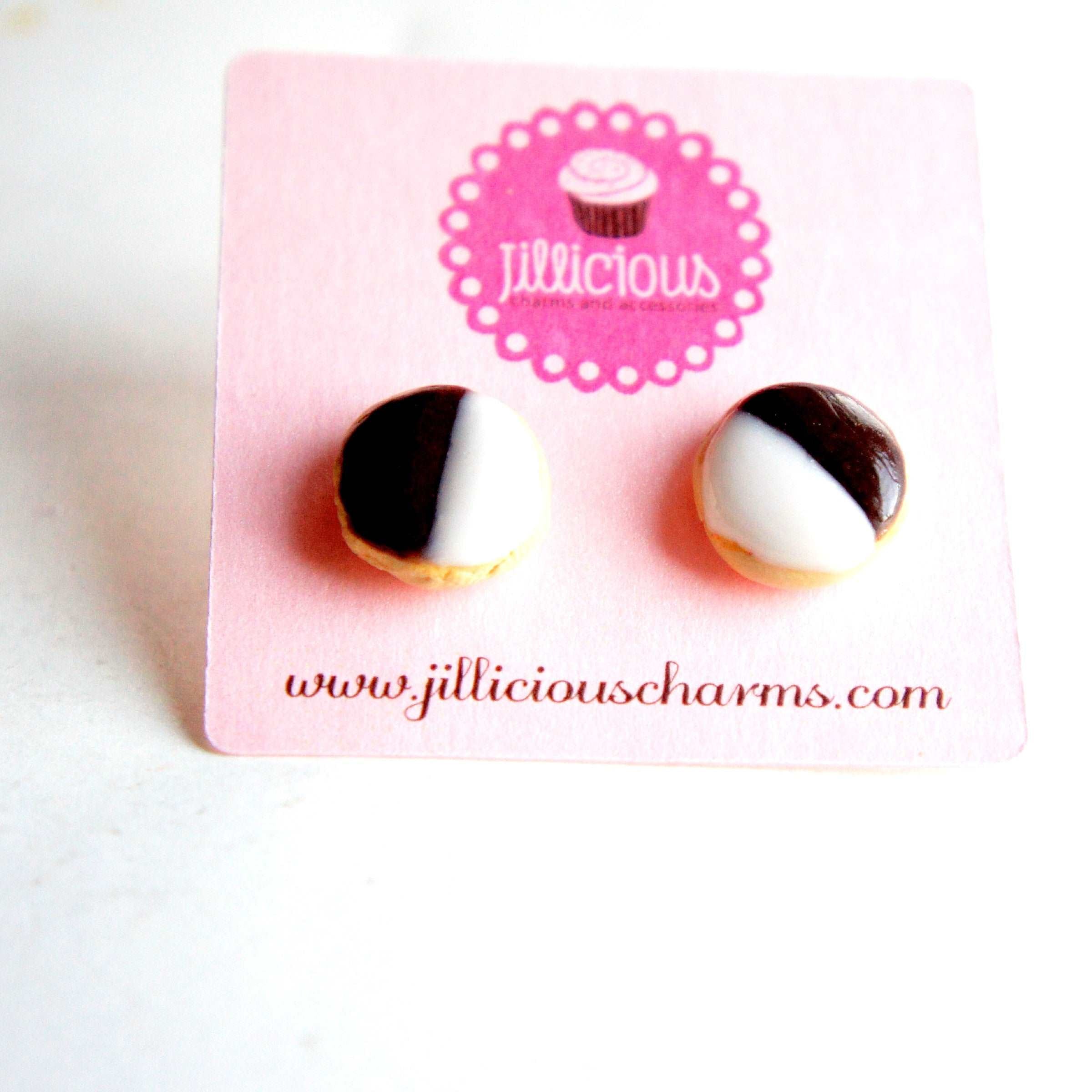 Black and White Cookies Stud Earrings - Jillicious charms and accessories