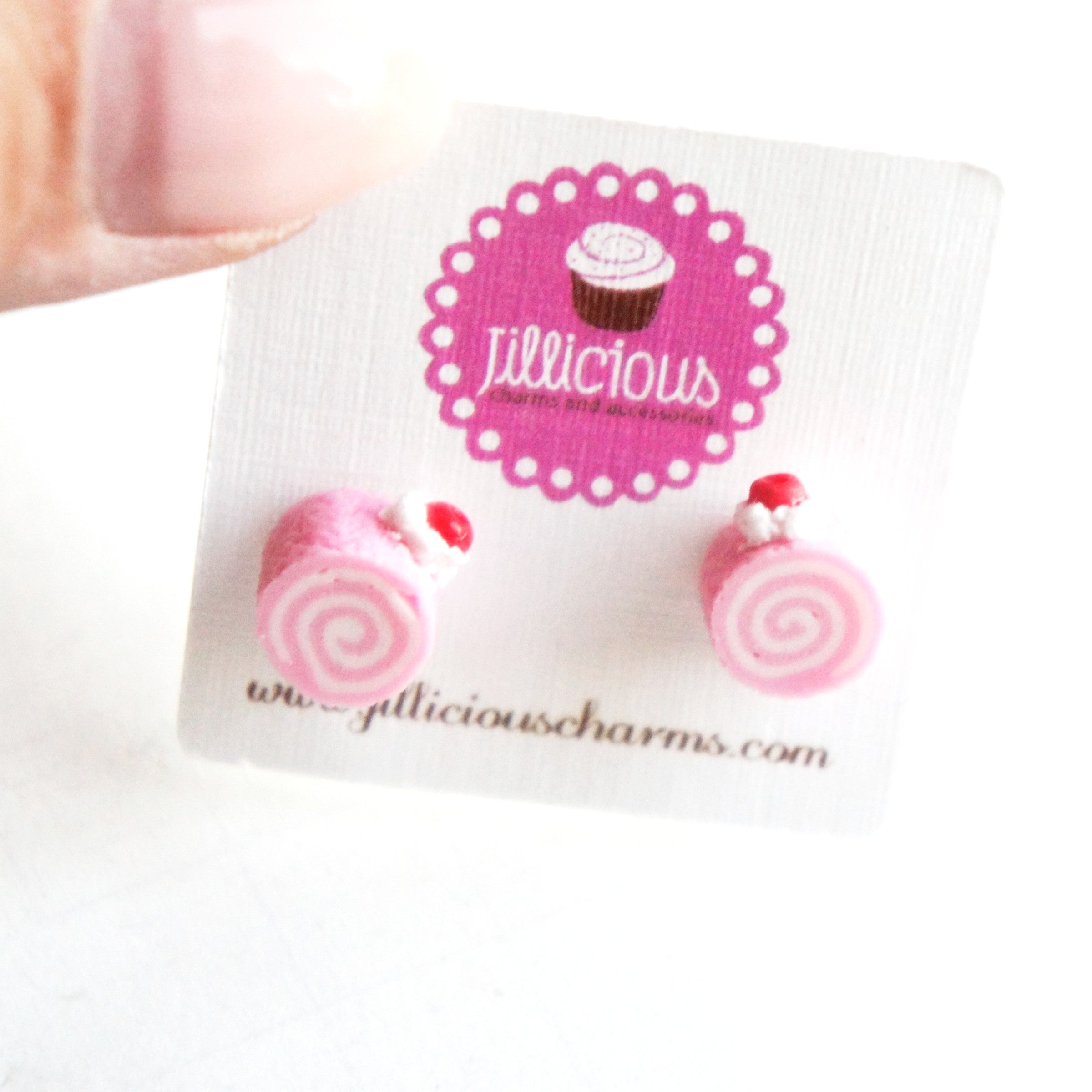 Strawberry Swiss Roll Stud Earrings - Jillicious charms and accessories