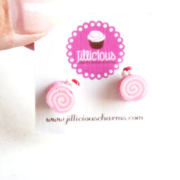 Strawberry Swiss Roll Stud Earrings - Jillicious charms and accessories