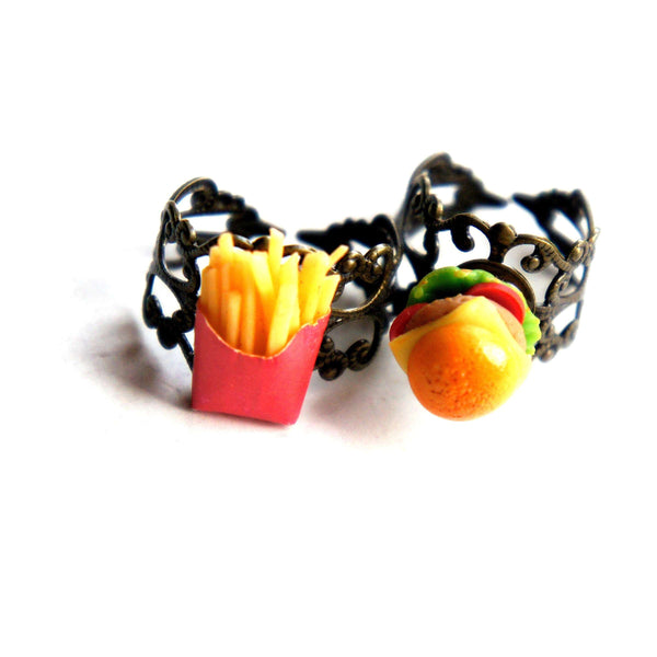 Burger and Fries Friendship Rings - Jillicious charms and accessories