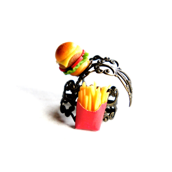 Burger and Fries Friendship Rings - Jillicious charms and accessories