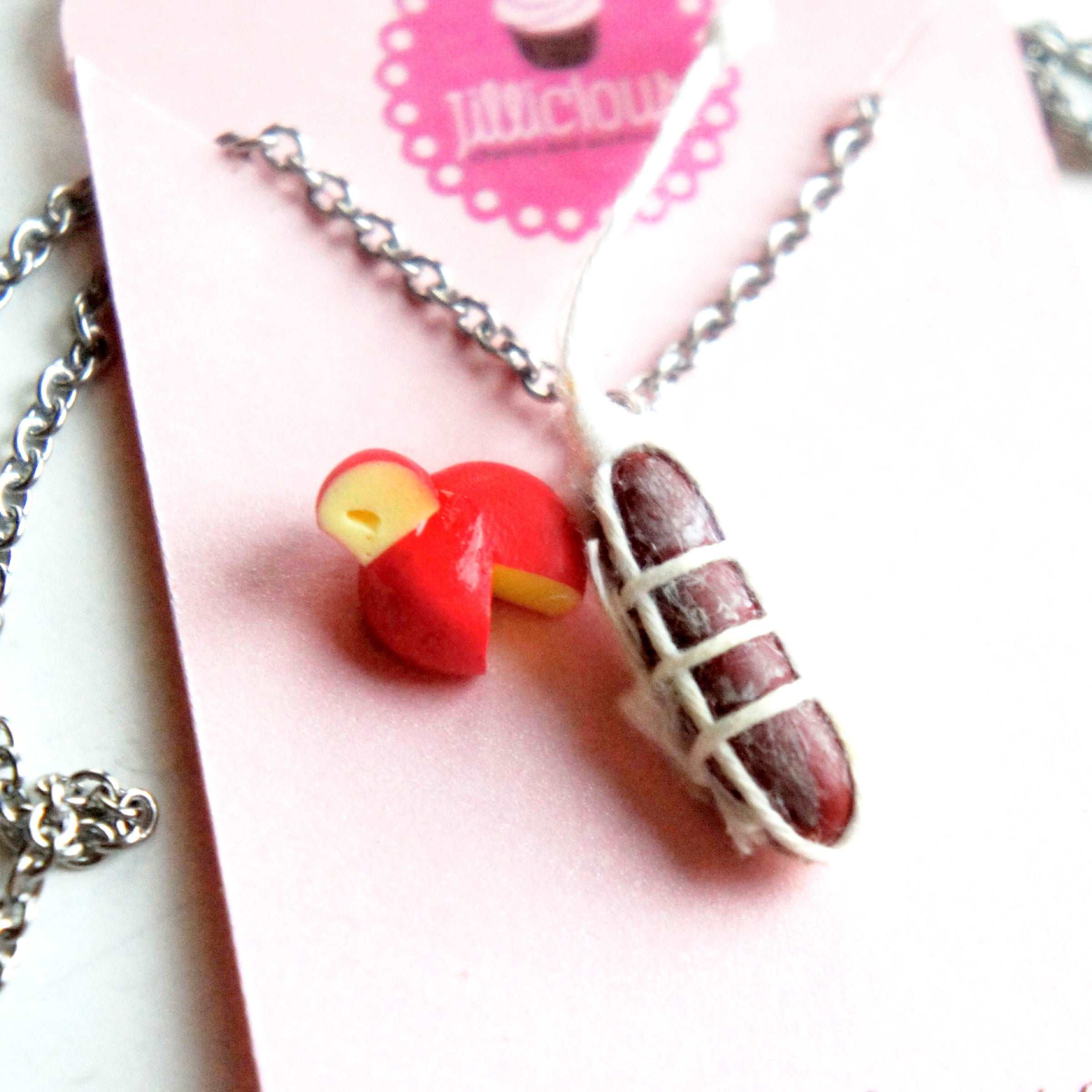 Cheese and Salami Necklace - Jillicious charms and accessories