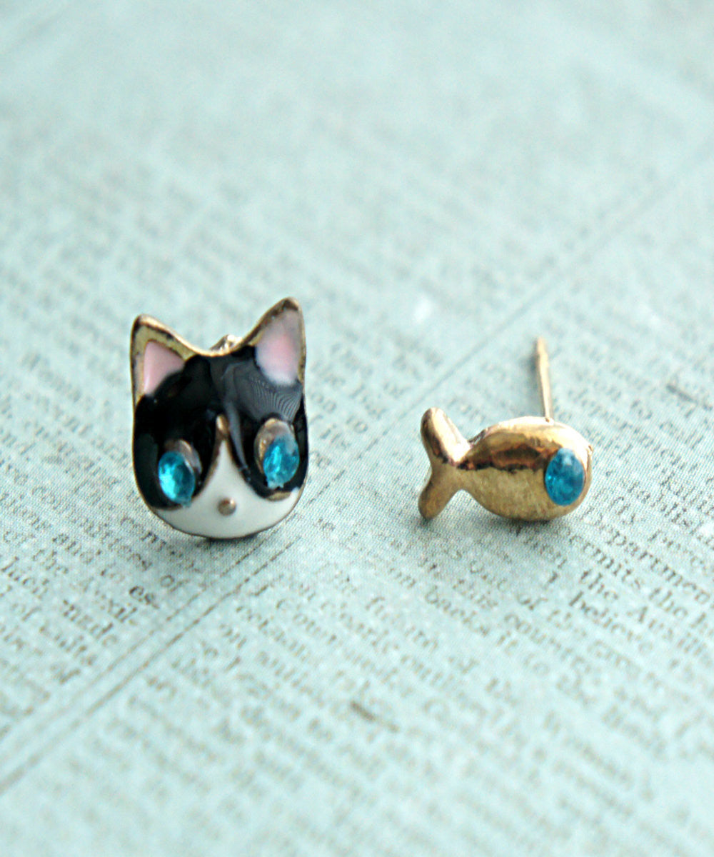 Kitty and Fish Earrings - Jillicious charms and accessories