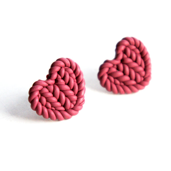 Heart Sweater Stud Earrings - Jillicious charms and accessories