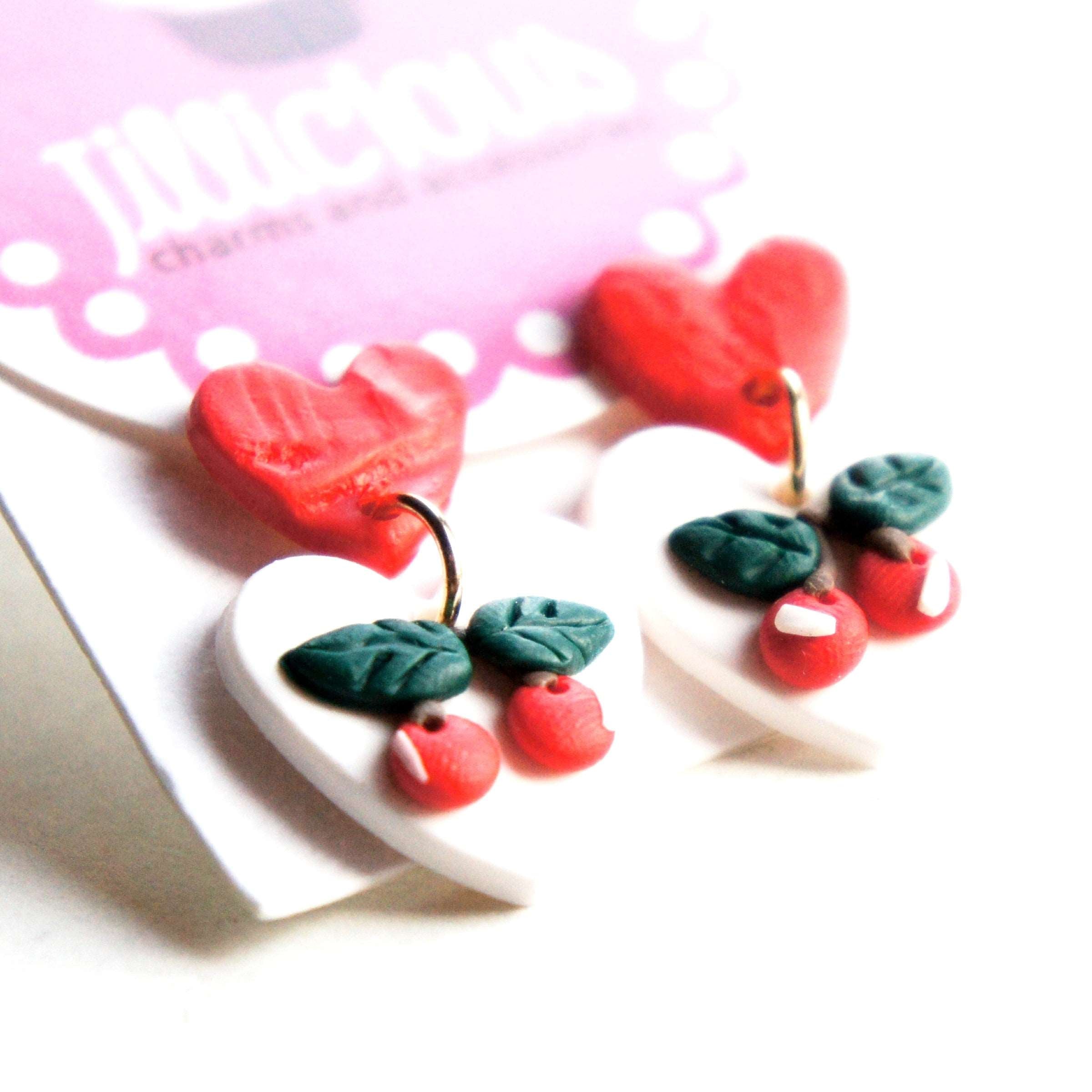 Cherry Hearts Dangle Earrings