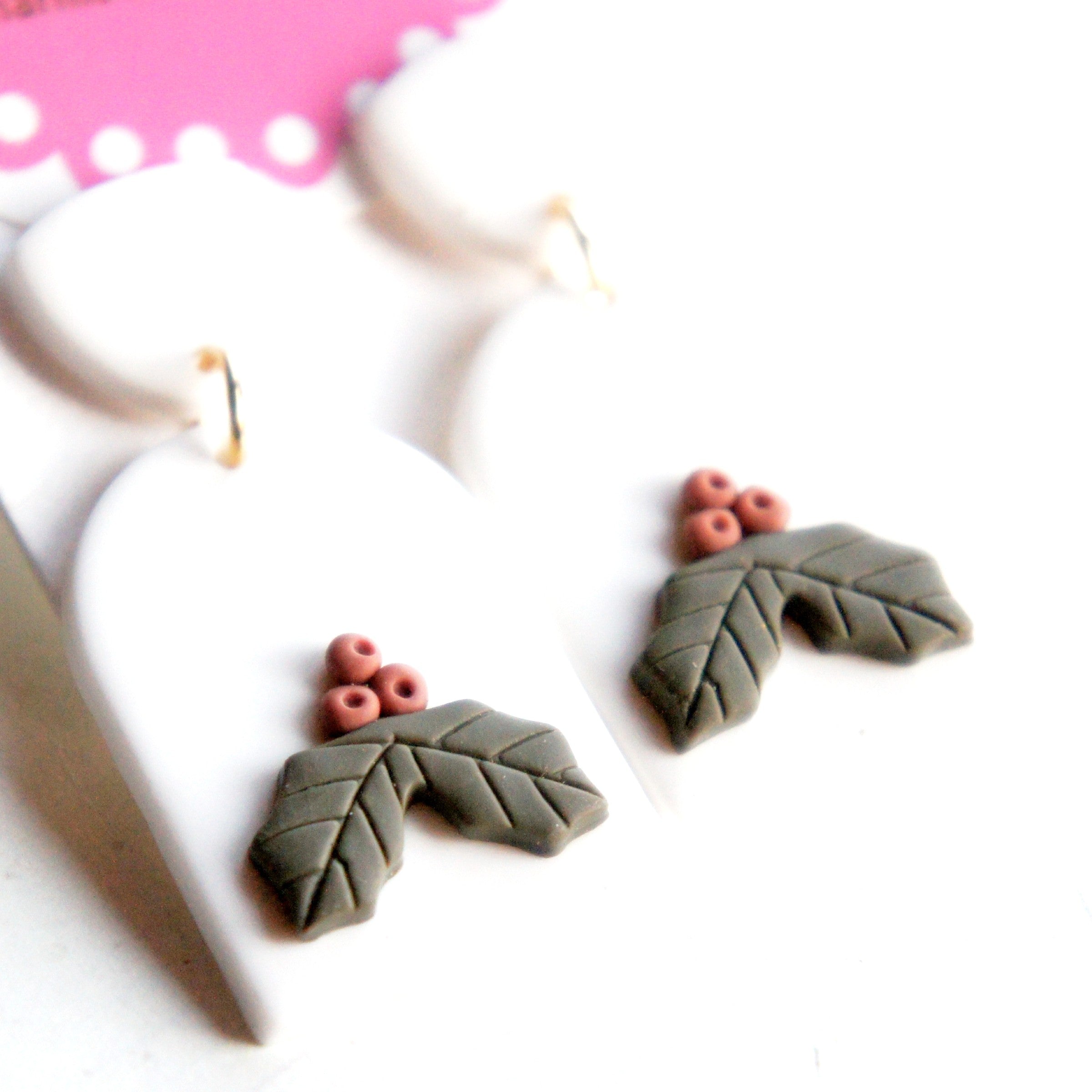 Mistletoe Clay Dangle Earrings - Jillicious charms and accessories