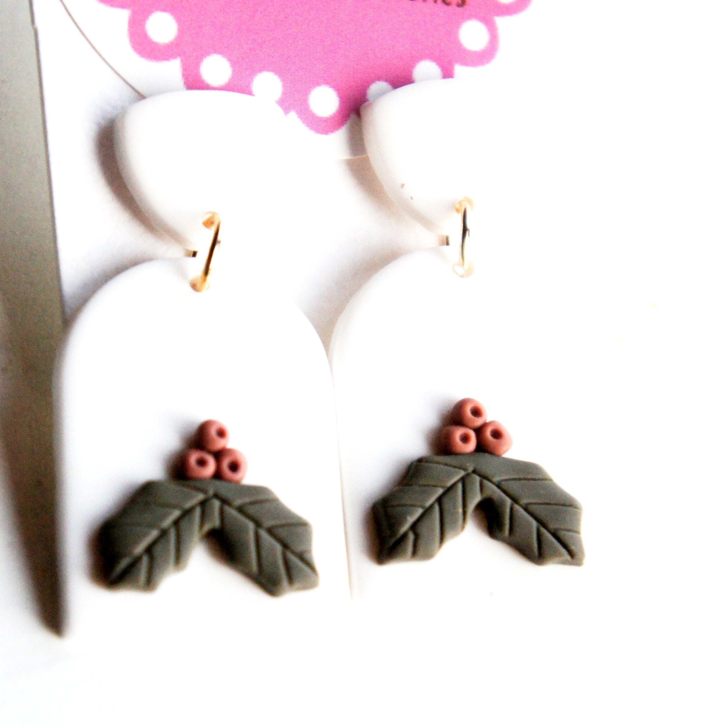 Mistletoe Clay Dangle Earrings - Jillicious charms and accessories