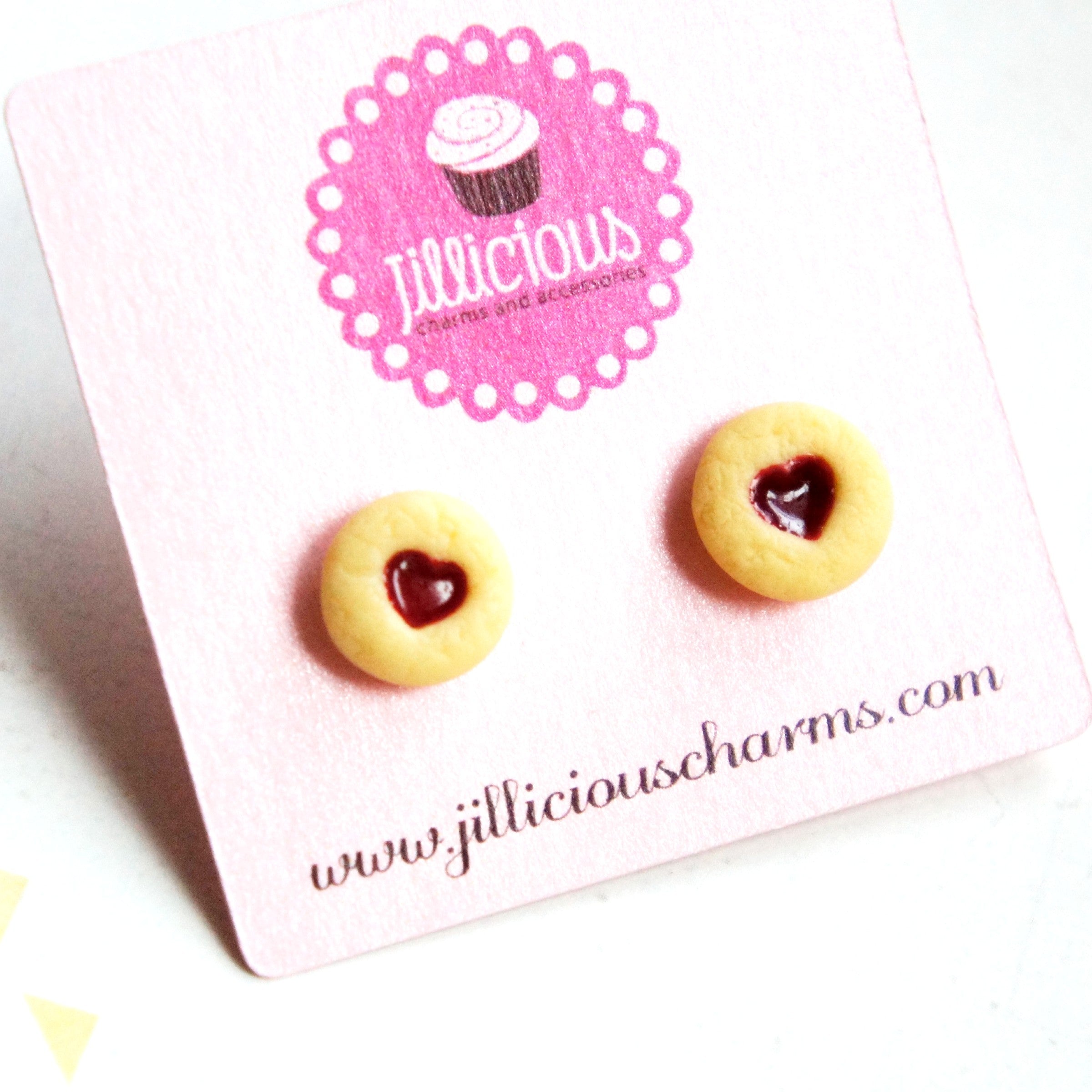 Heart Shortbread Cookies Stud Earrings