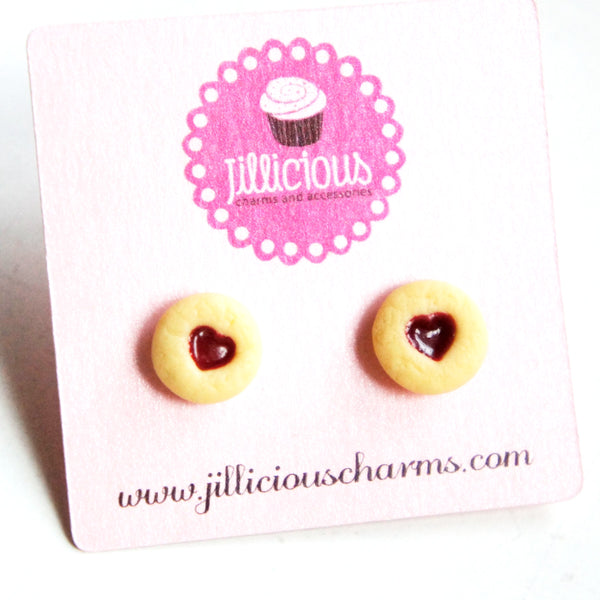 Heart Shortbread Cookies Stud Earrings